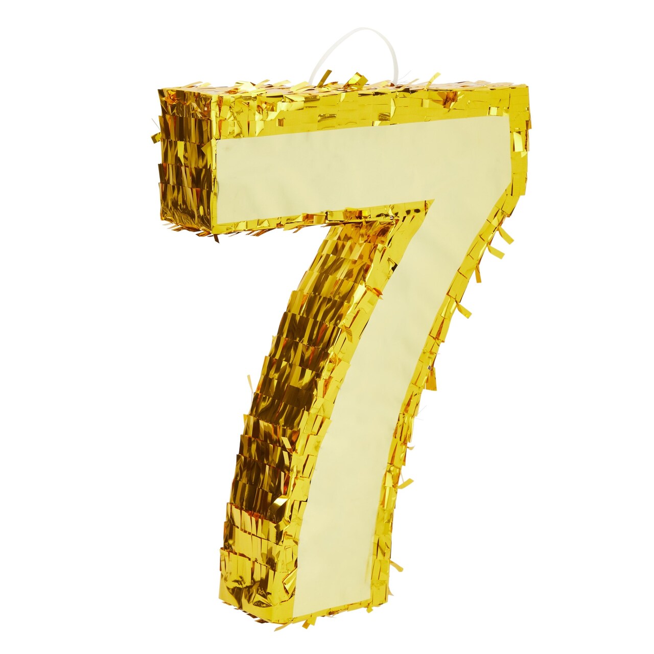 Gold Foil Number 7 Pinata for 7th Birthday Party Supplies, Anniversary Celebration (Small, 16 x 3 x 11.5 In)